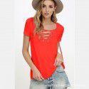 2021 Amazon eBay foreign trade European and American summer new women's sexy V-neck T-shirt women's top short sleeve 10 color 8 size 