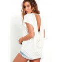 Cross border new foreign trade women's express eBay Amazon hot selling European and American women's solid color backless T-shirt 