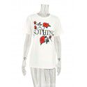 2022 Amazon independent station women's English alphabet rose printed loose T-shirt stall stock clearance 