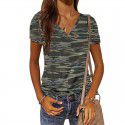 Cross border wish European and American summer 2022 New Amazon fashion slim fit Pullover head leopard V-neck short sleeved top women 