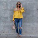 2022 eBay Amazon bow Chiffon Top T-shirt women's summer net red women's wear 