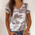 Cross border wish European and American summer 2022 New Amazon fashion slim fit Pullover head leopard V-neck short sleeved top women 