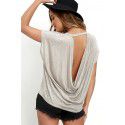 Cross border new foreign trade women's express eBay Amazon hot selling European and American women's solid color backless T-shirt 