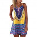 Manufacturer direct selling spot cross-border Amazon hot selling popular European and American summer new printed suspender dress skirt 
