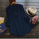 Amazon Europe and the United States new pure color versatile long sleeve stand collar Long Shirt Top 