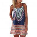 Manufacturer direct selling spot cross-border Amazon hot selling popular European and American summer new printed suspender dress skirt 