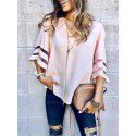 Amazon spring and summer new women's clothing express wish European and American loose large mesh splicing top 7057 