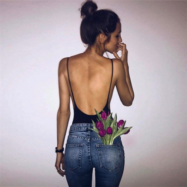 Amazon Summer Pop 2020 European and American foreign trade women's clothes wish slim fit cotton sexy large backless Jumpsuit women 