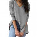European and American women's cross-border foreign trade Amazon eBay autumn new casual loose V-neck bottomed shirt long sleeve T-shirt women 