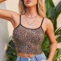 2021 cross border foreign trade summer new express Amazon slim sexy Knitted Top leopard suspender vest 