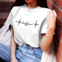 Step into women's wear 2020 express wish foreign trade popular ECG printing round neck Casual Short Sleeve T-Shirt women 