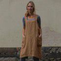 Amazon 2022 cross border European and American new eBay women's cotton linen apron long circumference home clothes loose dress 