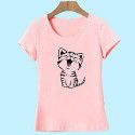Amazon eBay European and American women's fashion pop cat printed short sleeved shirt manufacturer direct selling and wholesale 