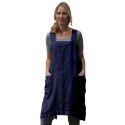 Amazon 2022 cross border European and American new eBay women's cotton linen apron long circumference home clothes loose dress 