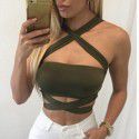 EBay's popular Amazon European and American women's clothes cross neck strap, versatile backing, single wear, sexy chest wrap 
