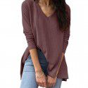 European and American women's cross-border foreign trade Amazon eBay autumn new casual loose V-neck bottomed shirt long sleeve T-shirt women 