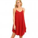 Amazon spring dress European and American solid color back cross loose casual bottom suspender dress 