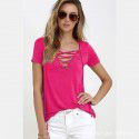 2021 Amazon eBay foreign trade European and American summer new women's sexy V-neck T-shirt women's top short sleeve 10 color 8 size 