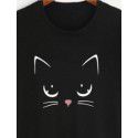 Amazon eBay European and American women's fashion pop cat printed short sleeved shirt manufacturer direct selling and wholesale 