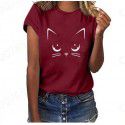 Amazon eBay European and American women's fashion pop cat printed short sleeved shirt manufacturer direct selling and wholesale 