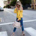 2022 eBay Amazon bow Chiffon Top T-shirt women's summer net red women's wear 