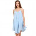 Amazon spring dress European and American solid color back cross loose casual bottom suspender dress 