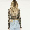 European and American women's wear ins style 2020 New Amazon foreign trade cross-border short top exposed navel perspective camouflage T-shirt 