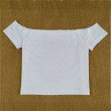 European and American cross-border e-commerce summer new straight neck off shoulder slim fit off navel sexy short sleeve T-shirt women's wear 