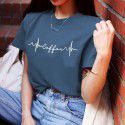 Step into women's wear 2020 express wish foreign trade popular ECG printing round neck Casual Short Sleeve T-Shirt women 