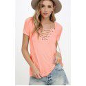 Express New eBay popular summer clothes European and American sexy V-neck solid color bandage T-Shirt Top 