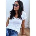 Amazon new solid color V-neck European and American fashion women's short sleeved T-shirt summer loose casual coat spot wholesale 