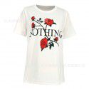 2022 Amazon independent station women's English alphabet rose printed loose T-shirt stall stock clearance 