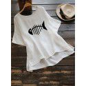Special clearance 2021 summer Amazon short sleeve fashion fishbone print large women's top s-5xl 