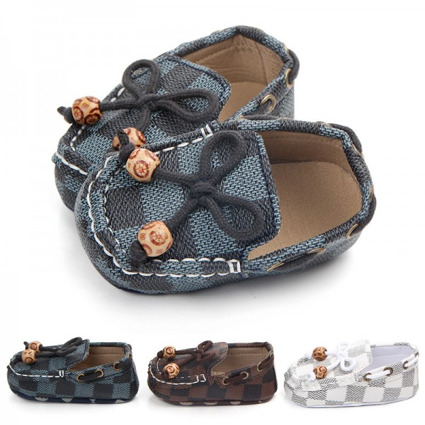Foreign trade wholesale new classic lattice bean shoes anti slip soft soled baby walking shoes 0-12 months 0945 
