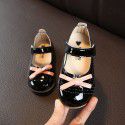 Girls bow single shoes princess shoes soft soled leather shoes 2020 spring style foreign style little girls leather shoes toddler shoes wholesale 