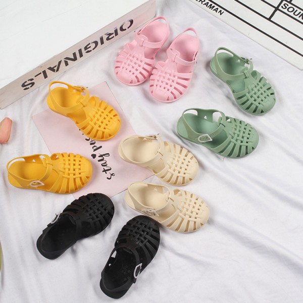 Heli shark new fashion solid color buckle hollowed out cool children's shoes flat bottom leisure daily wear male and female baby sandals 