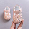 Girl baby sandals summer breathable baby princess shoes soft soled non slip leather shoes toddler shoes girl's spring and autumn single shoes 