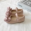 2022 spring new versatile bow lovely princess shoes girls' soft bottom shallow mouth round head single shoes children's leather shoes 