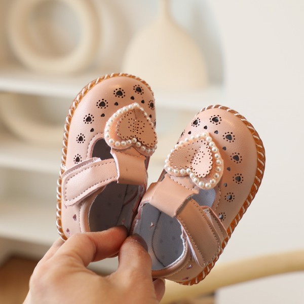 Girl baby sandals summer breathable baby princess shoes soft soled non slip leather shoes toddler shoes girl's spring and autumn single shoes 